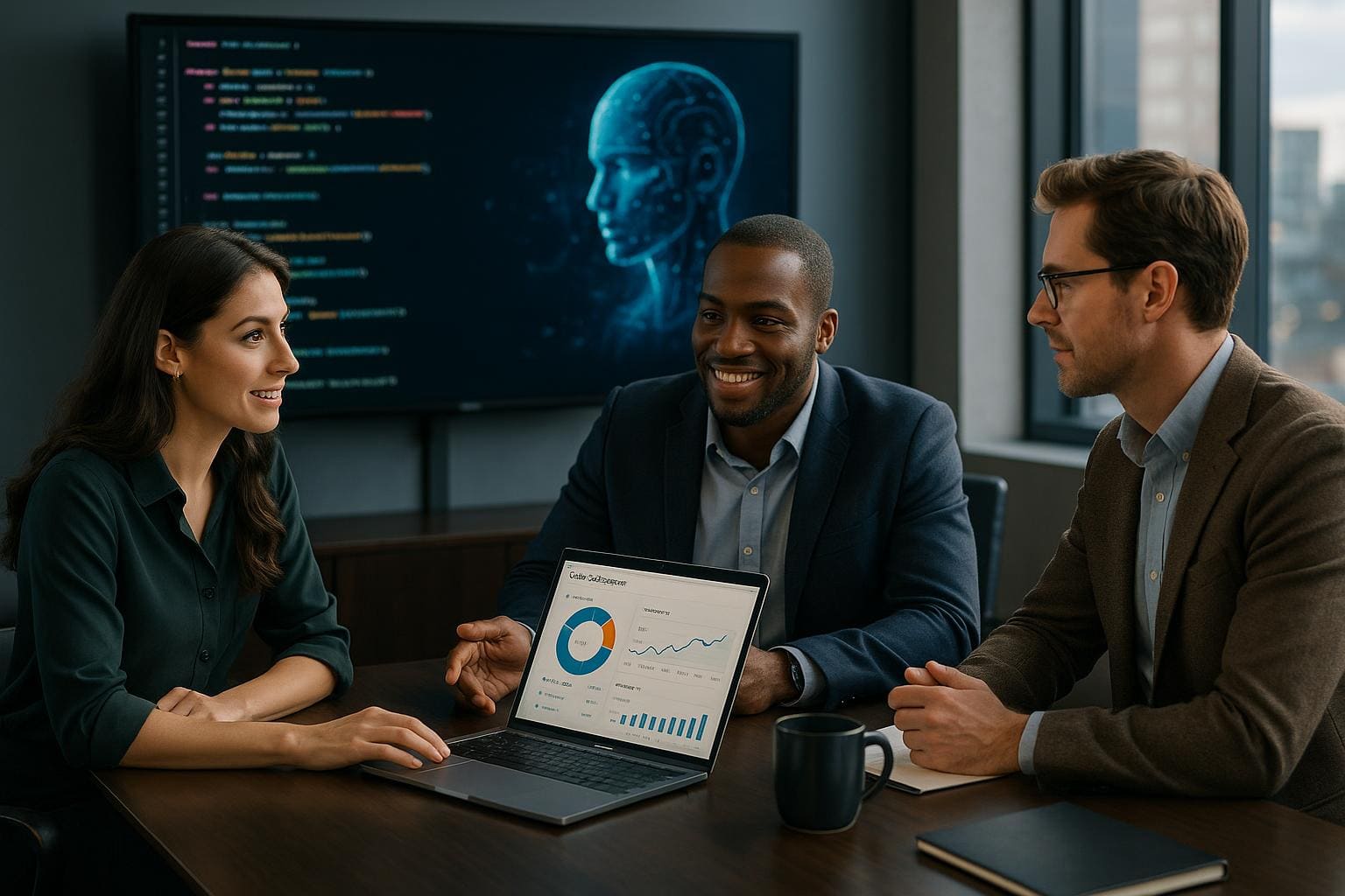 Growing business team using AI-assisted custom software